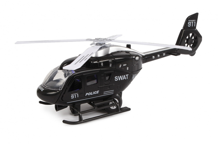 Top1Toys 2 Play politiehelikopter USA pull back 22 cm - Zwart