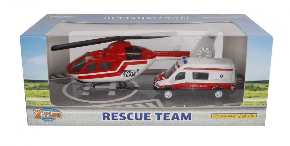 Top1Toys 2 Play ambulanceset diecast 2 delig - Rood