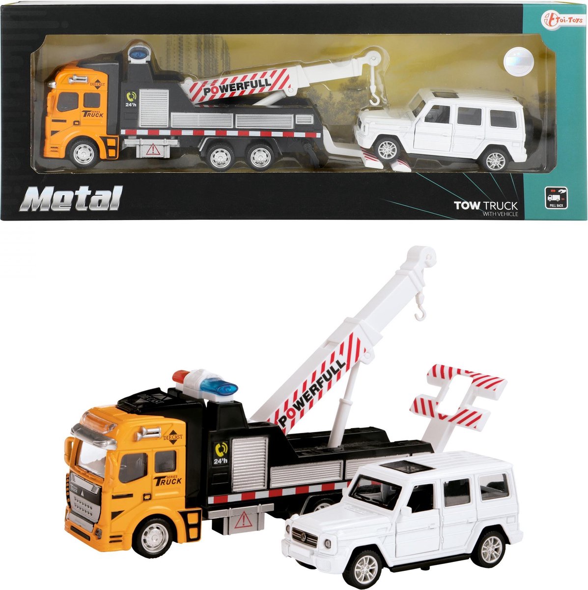 Toi-Toys Toi Toys sleepwagen met auto Metal jongens - Geel