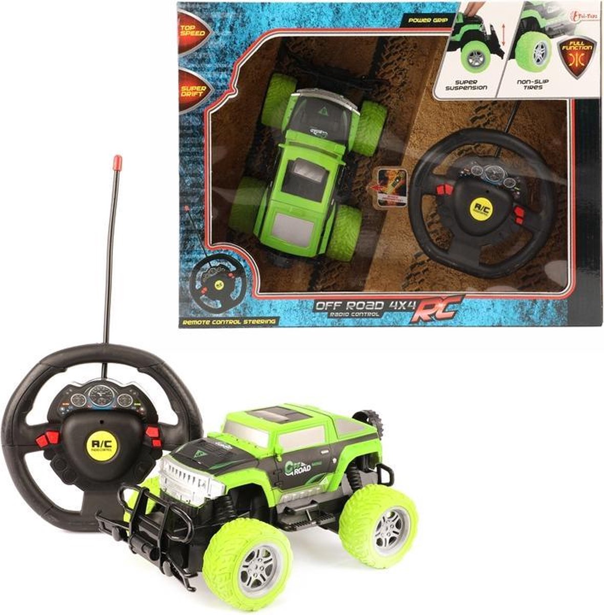 Toi-Toys Toi Toys RC jeep 18 cm/zwart - Groen