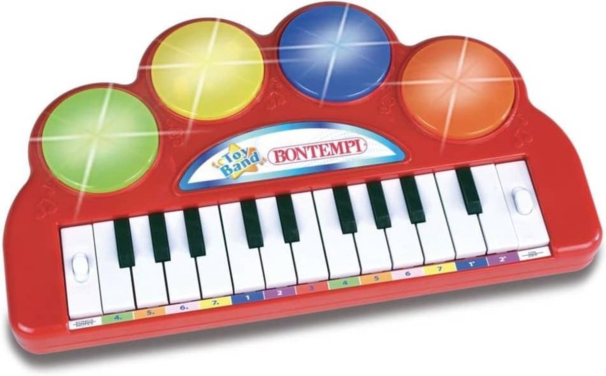 Bontempi keyboard Magic Light 22 toetsen 28 cm - Rood