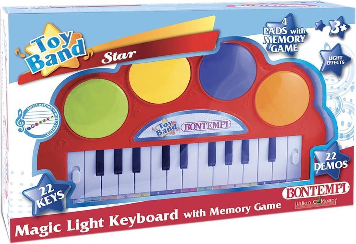 Bontempi keyboard Magic Light 22 toetsen 28 cm - Rood