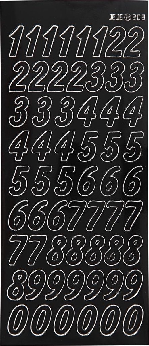 Creotime stickers grote cijfers 10 x 23 cm - Zwart