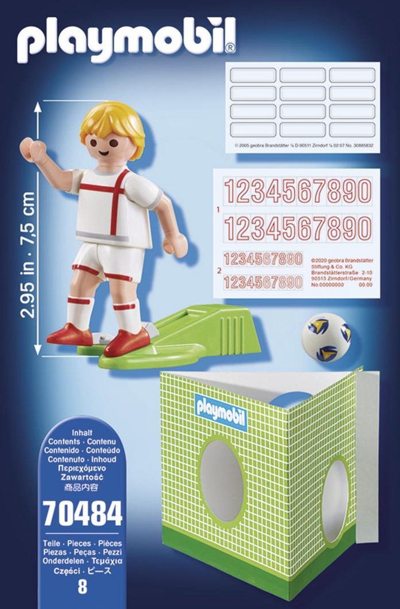 Playmobil voetbalspeler Engeland junior 8 delig