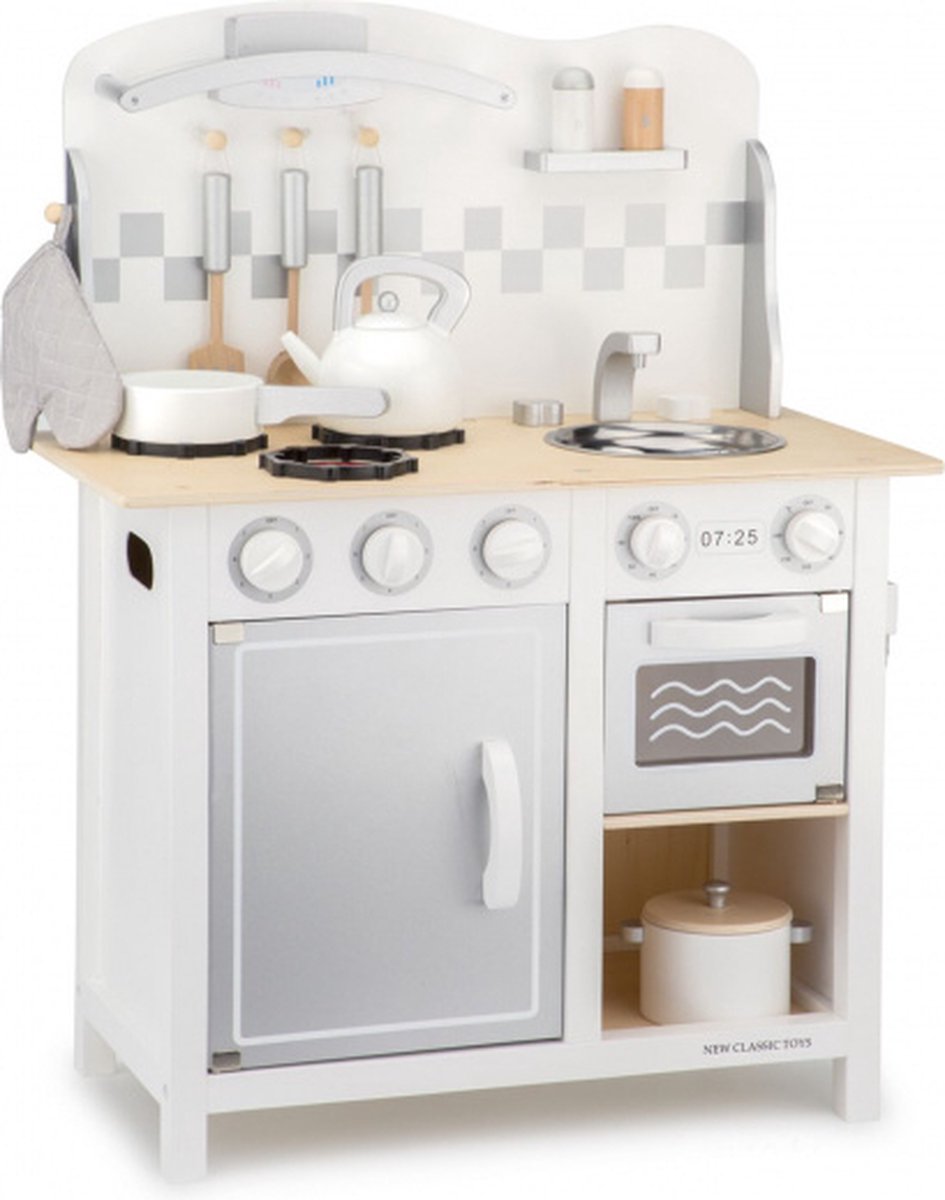 New Classic Toys kinderkeuken junior 78 x 60 cm hout 8 delig - Wit