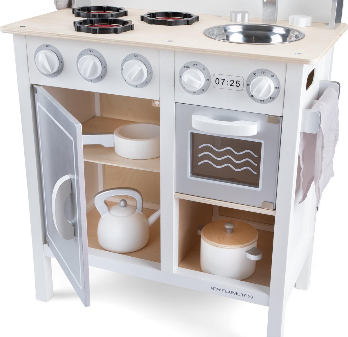 New Classic Toys kinderkeuken junior 78 x 60 cm hout 8 delig - Wit