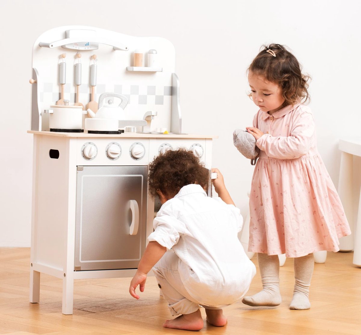 New Classic Toys kinderkeuken junior 78 x 60 cm hout 8 delig - Wit