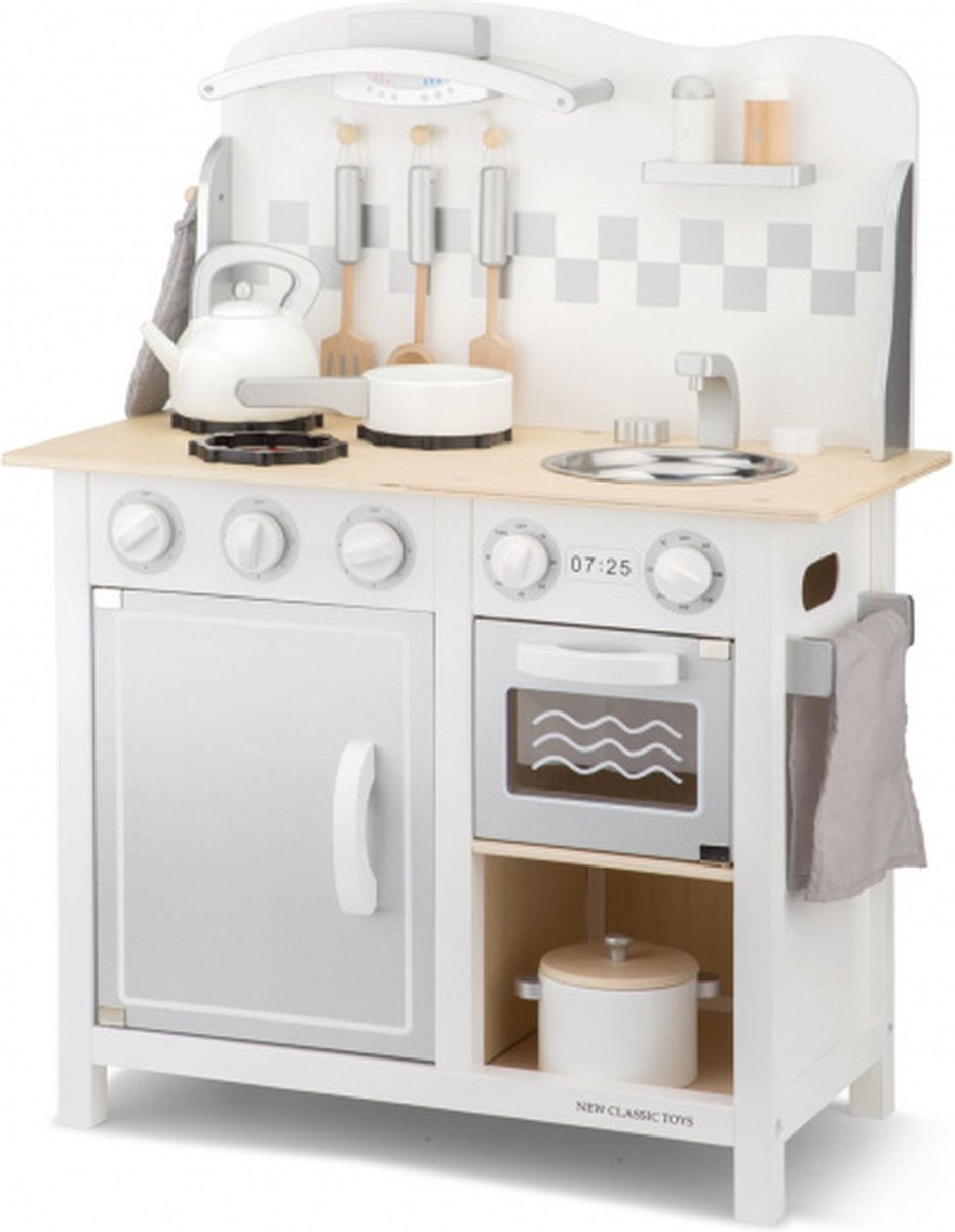 New Classic Toys kinderkeuken junior 78 x 60 cm hout 8 delig - Wit