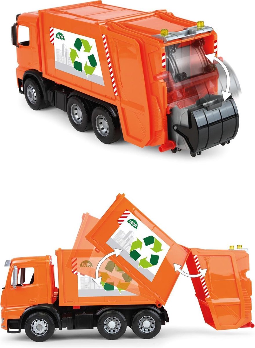 Lena vuilniswagen Mercedes Benz Arocs Worxx 52cm - Oranje