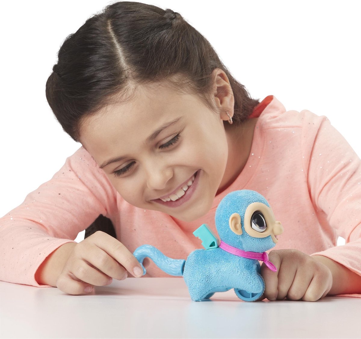 Hasbro FurReal Friends aapje met riem Walkalots Lil Wags 12 cm - Blauw