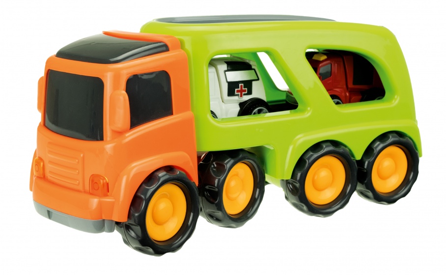 Toi-Toys Toi Toys truck met 2 hulpdienstvoertuigen 45 cm/groen - Oranje