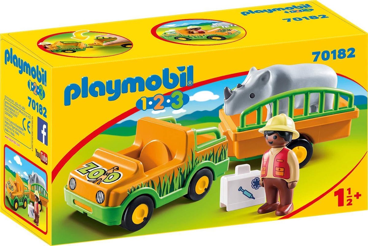 Playmobil 1, 2, 3 Dierenverzorger met neushoorn (70182)