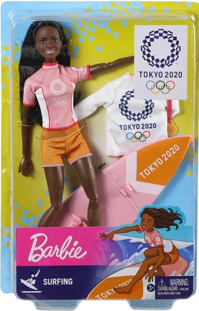 Barbie pop Olympische Spelen Surfer 32 cm roze//wit 6 delig - Naranjo