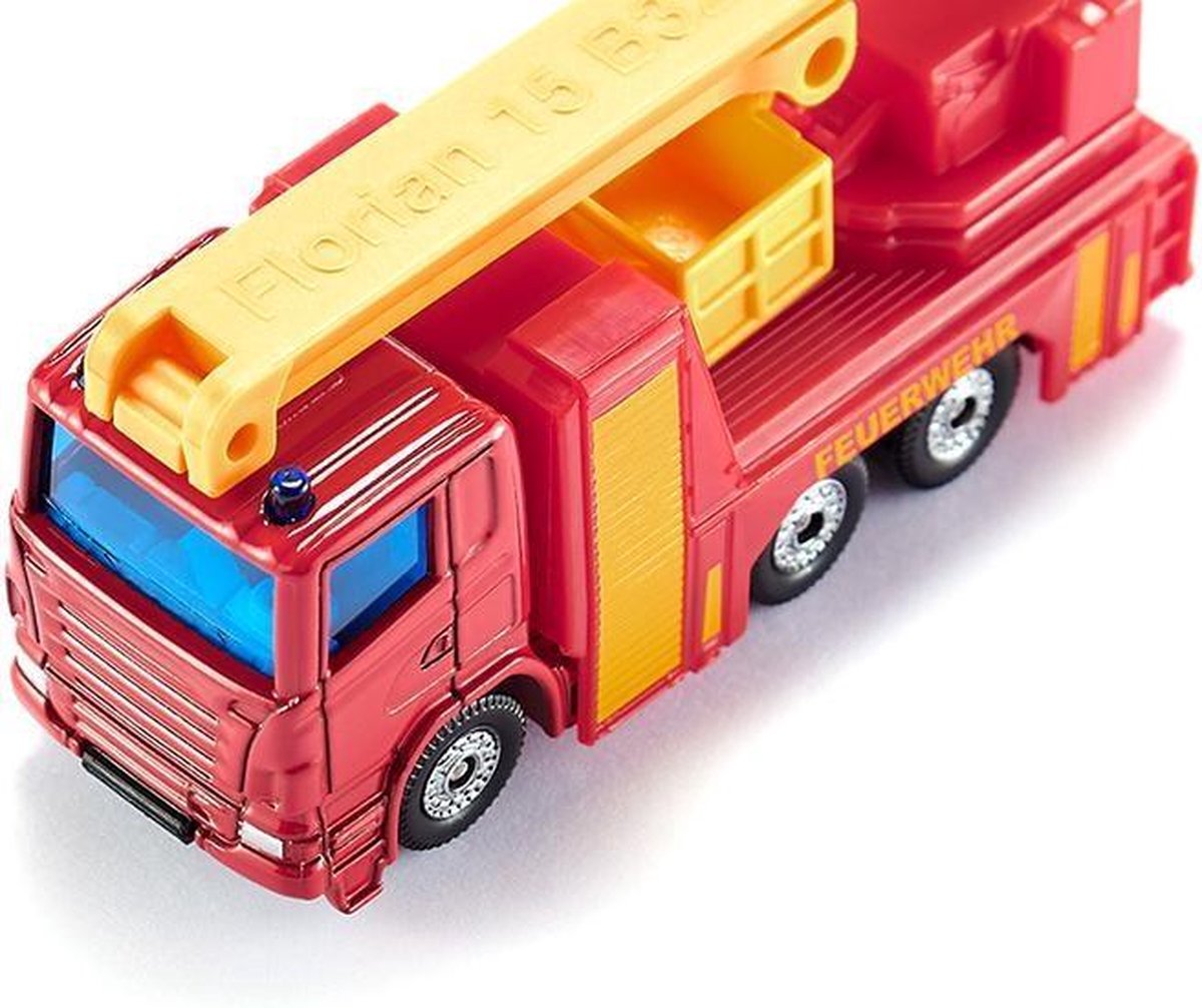 Siku Scania feuerwehr hoogwerker 12 cm staal rood/ (1080) - Geel