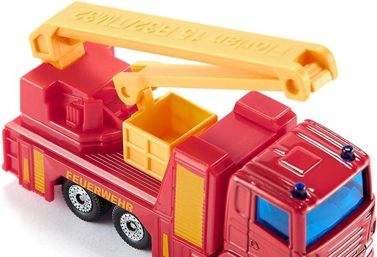 Siku Scania feuerwehr hoogwerker 12 cm staal rood/ (1080) - Geel