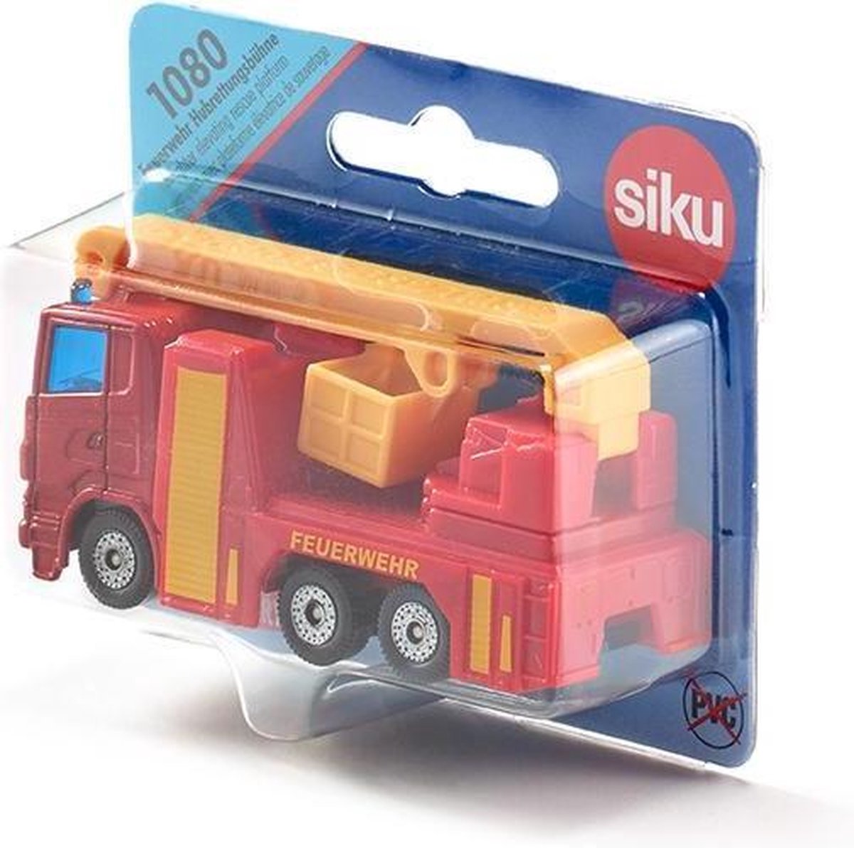 Siku Scania feuerwehr hoogwerker 12 cm staal rood/ (1080) - Geel