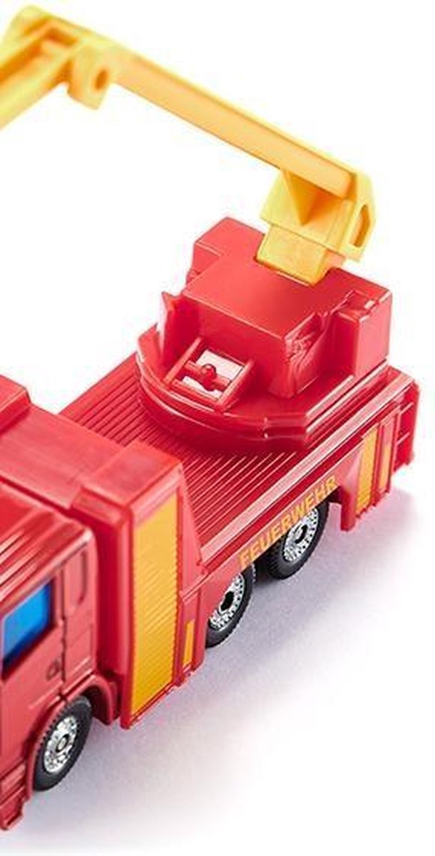 Siku Scania feuerwehr hoogwerker 12 cm staal rood/ (1080) - Geel