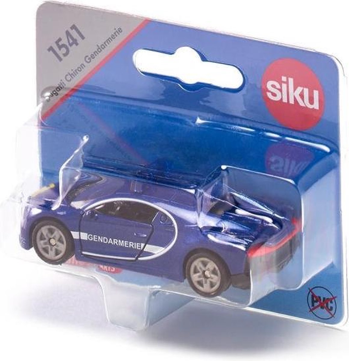 Siku Bugatti Chiron Gendarmerie 8 cm staal/wit (1541) - Blauw