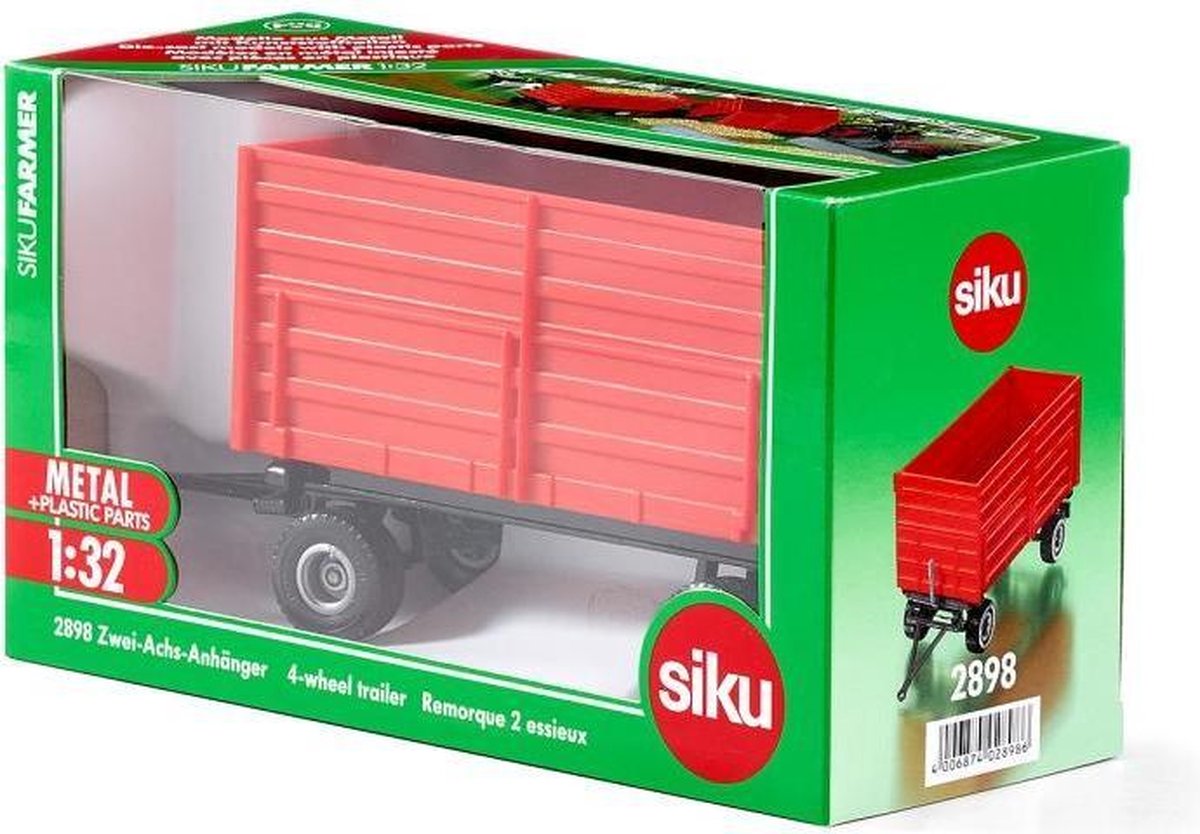Siku twee assige aanhanger 18,5 cm staal/zwart (2898) - Rood