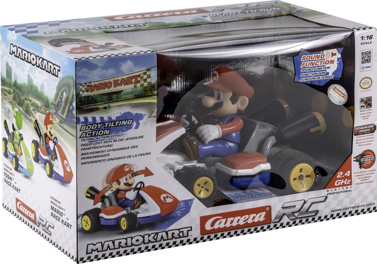 Carrera auto RC Mario Kart 2,4 GHz 1:16/blauw 5 delig - Rood