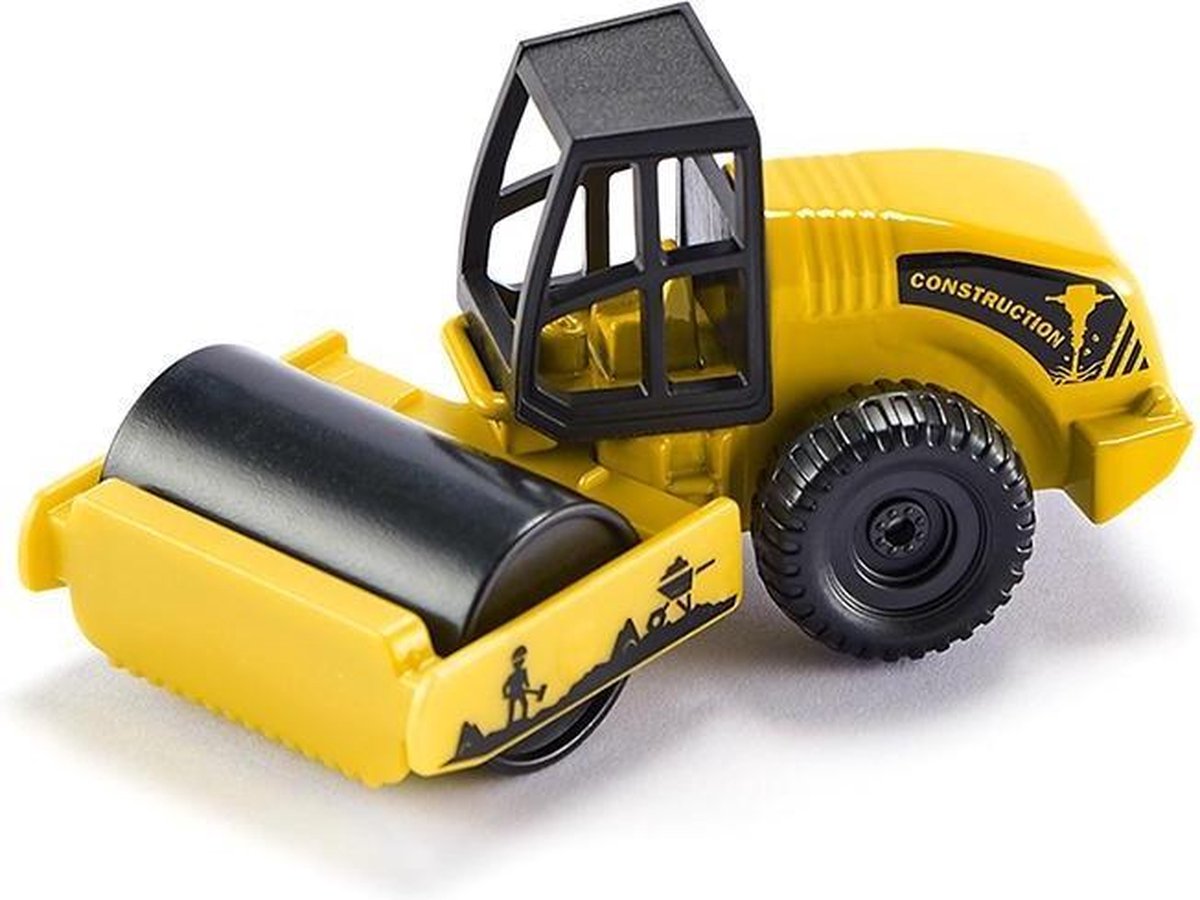 Siku asfaltwals 7 x 3,6 cm staal/zwart (0895) - Geel