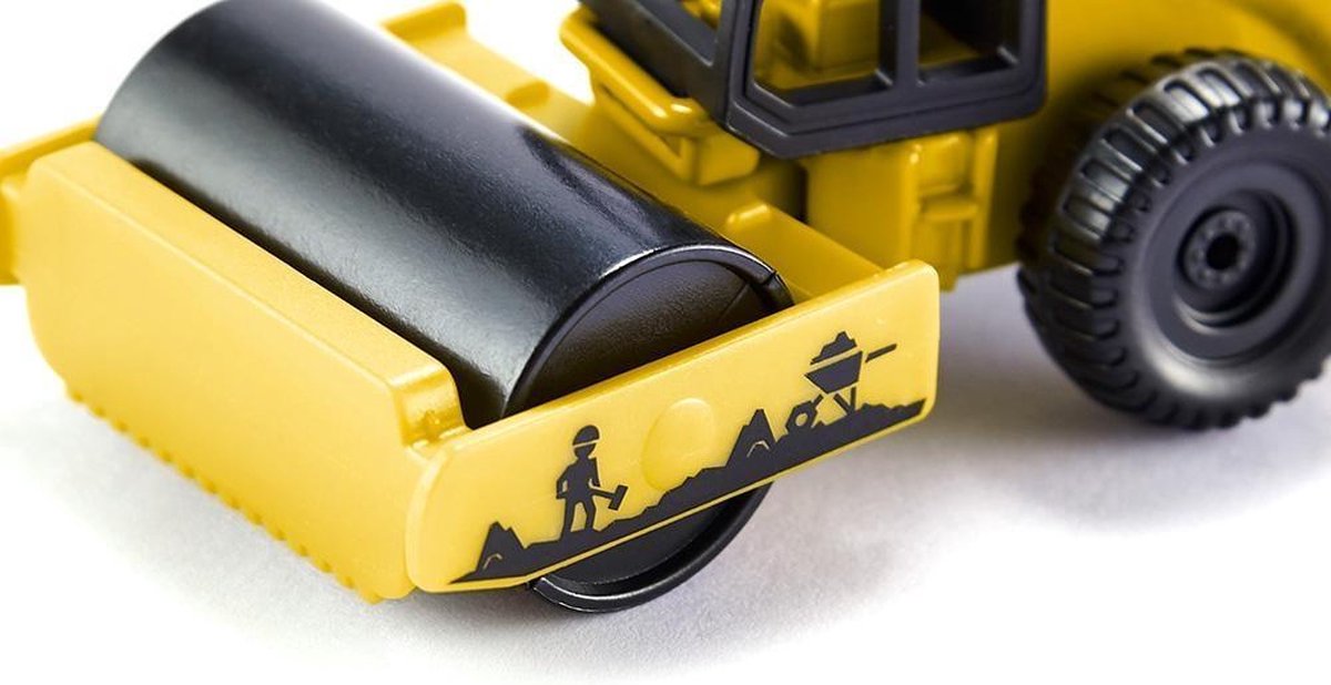 Siku asfaltwals 7 x 3,6 cm staal/zwart (0895) - Geel