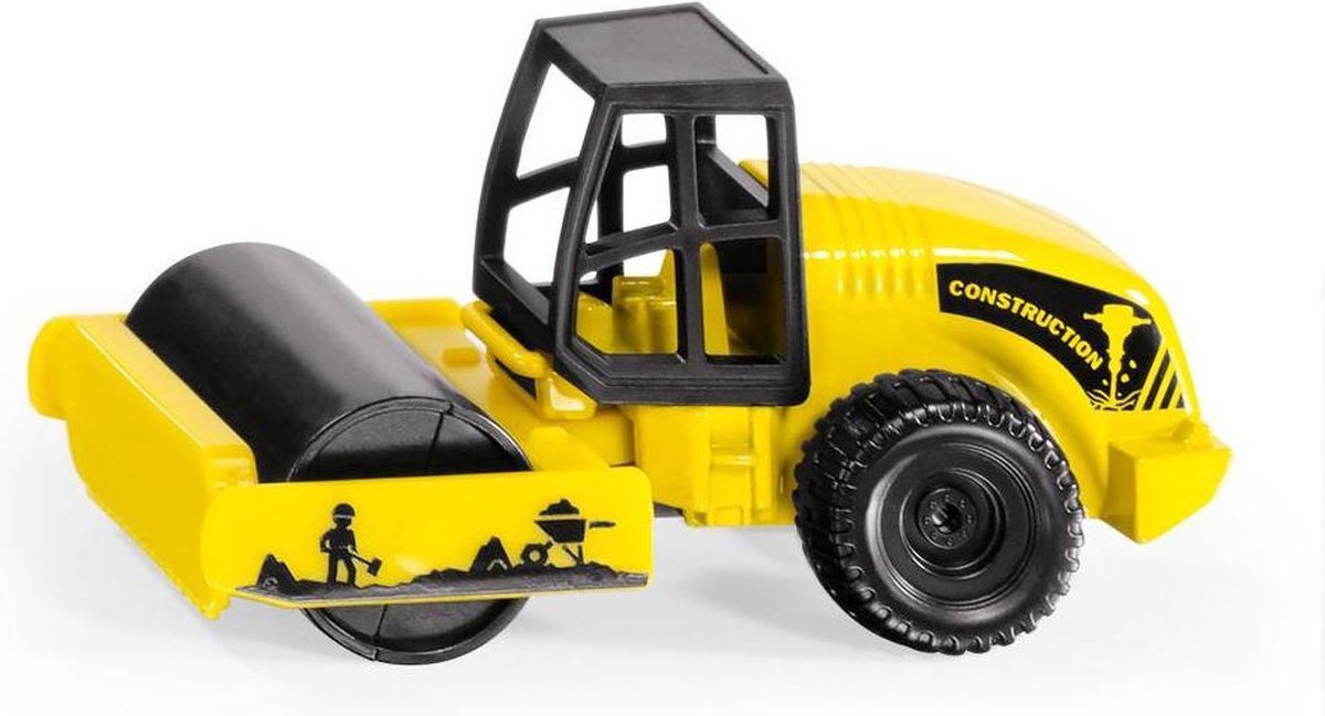 Siku asfaltwals 7 x 3,6 cm staal/zwart (0895) - Geel