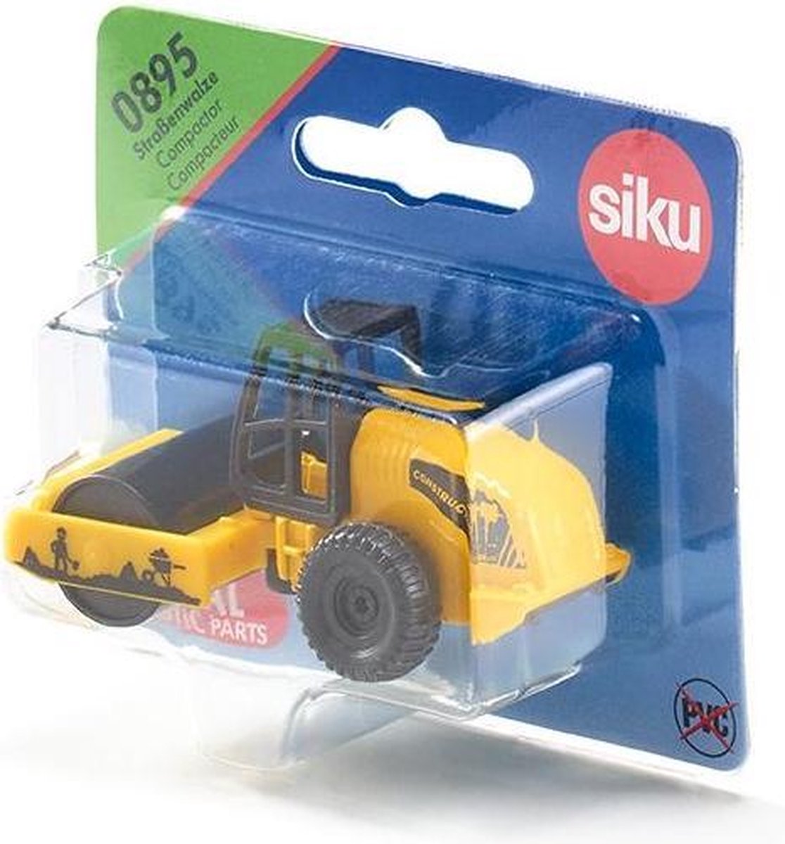 Siku asfaltwals 7 x 3,6 cm staal/zwart (0895) - Geel