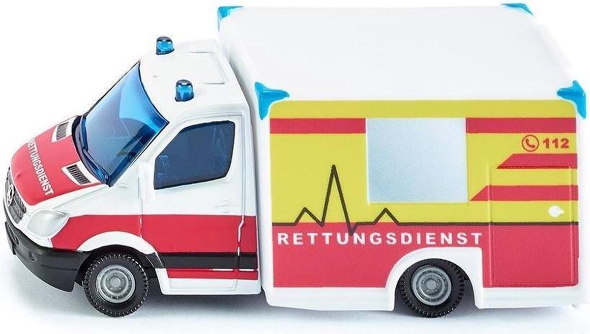 Siku Mercedes Benz Rettungsdienst 12,7 cm staal wit/rood (1536) - Geel