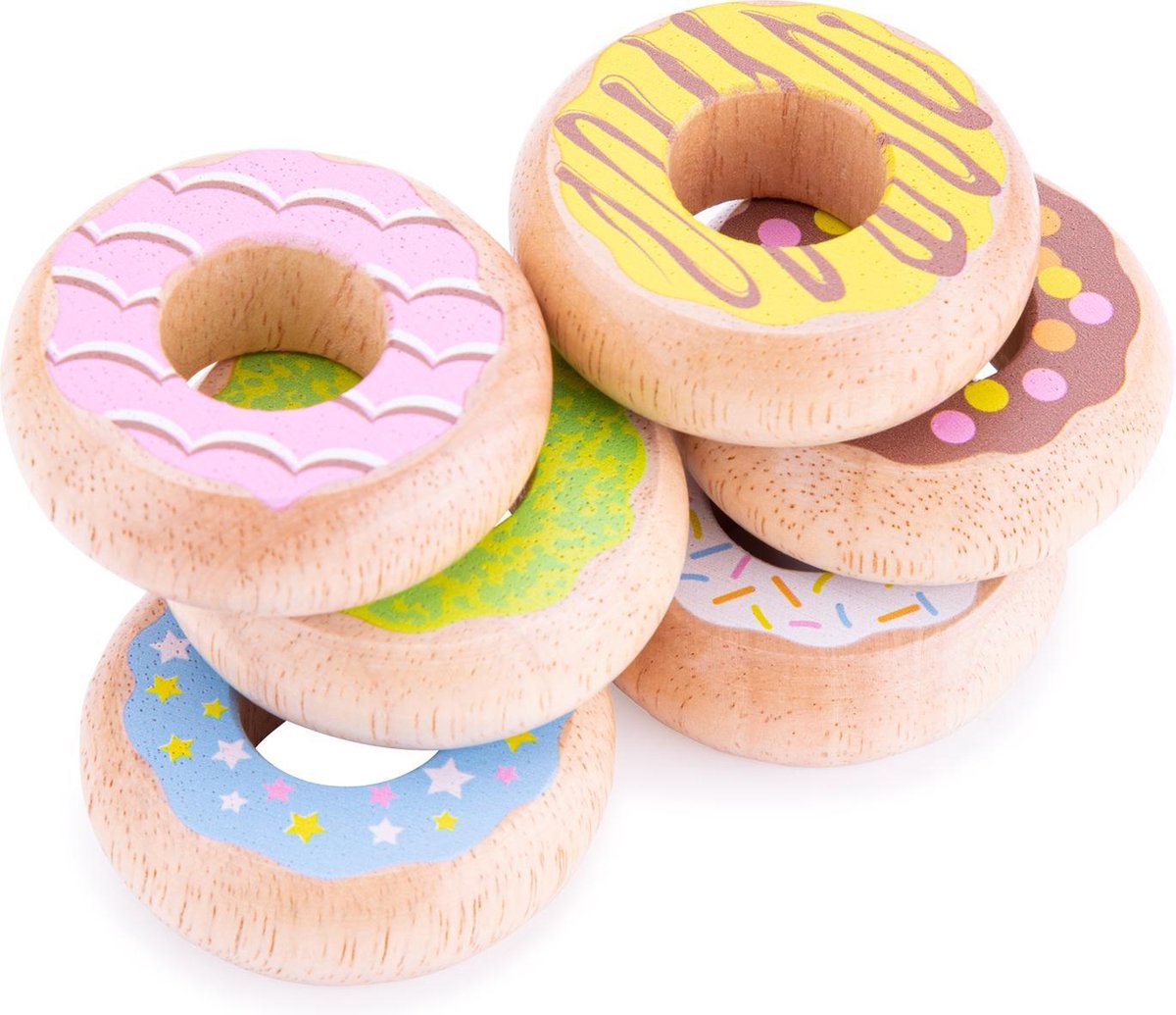 New Classic Toys donuts junior 5,5 cm hout 6 delig