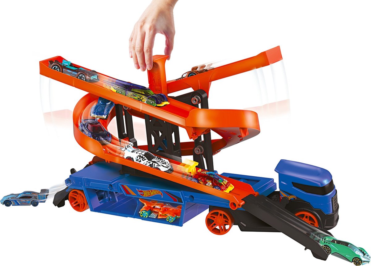 Hot Wheels transporter Lift en Launch 40 cm oranje/ - Blauw