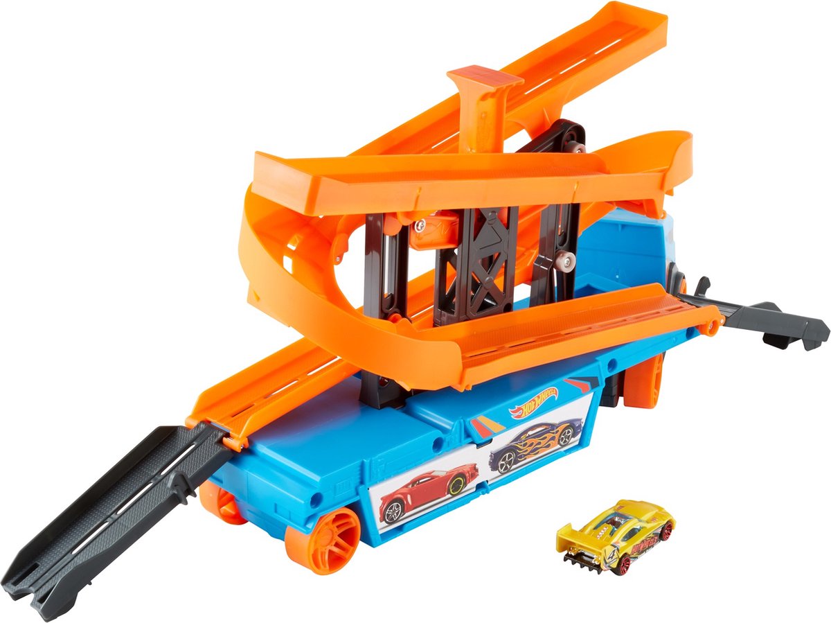 Hot Wheels transporter Lift en Launch 40 cm oranje/ - Blauw