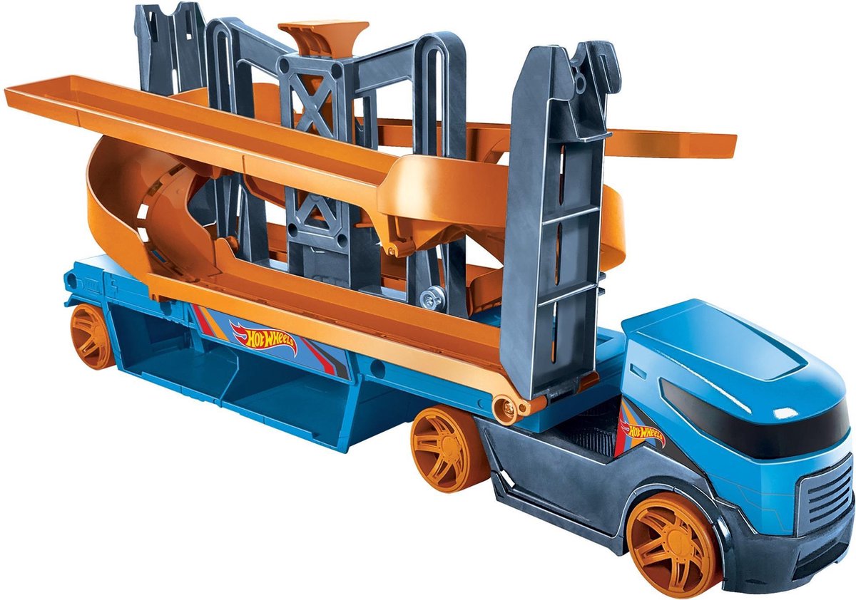 Hot Wheels transporter Lift en Launch 40 cm oranje/ - Blauw