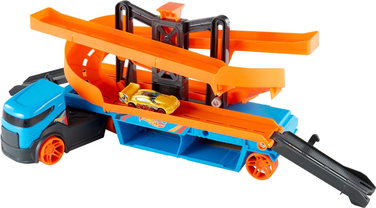 Hot Wheels transporter Lift en Launch 40 cm oranje/ - Blauw