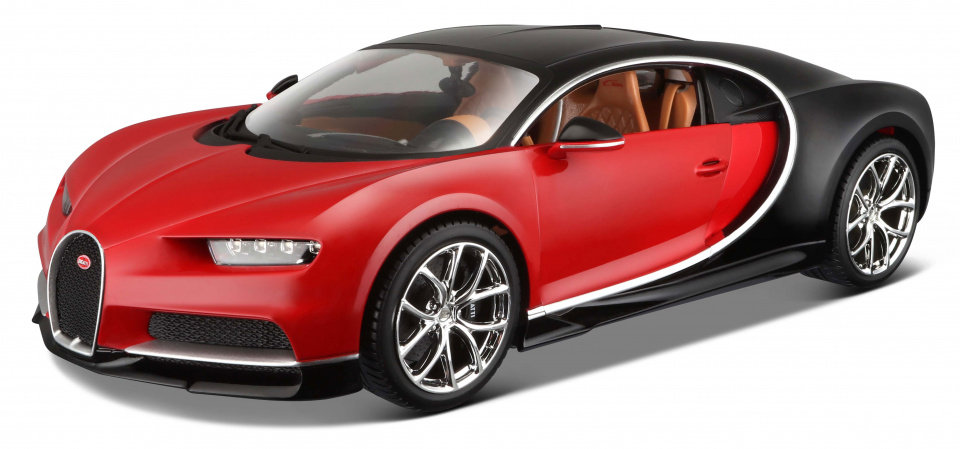 Bburago sportauto Bugatti Chiron 1:18 staal zwart/ - Rood