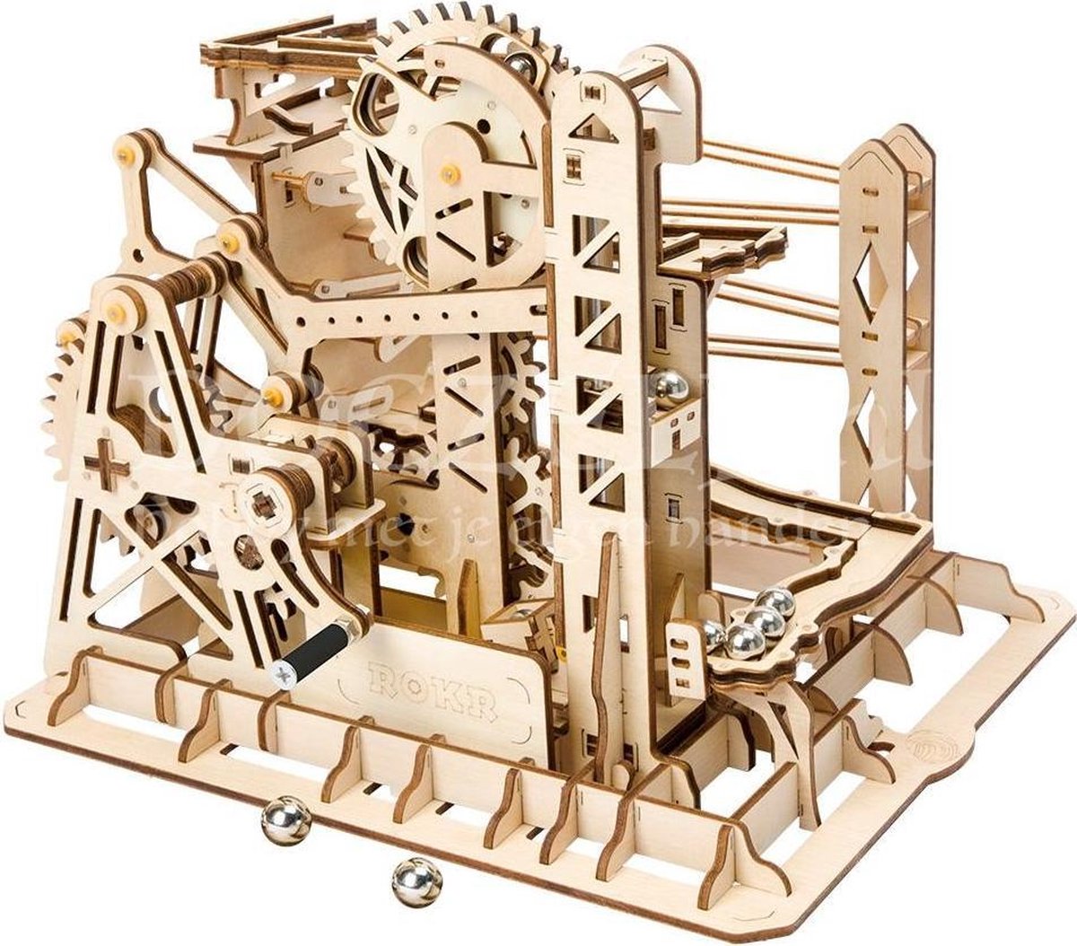 Robotime bouwset knikkerbaan Lift Coaster hout 224 delig - Bruin