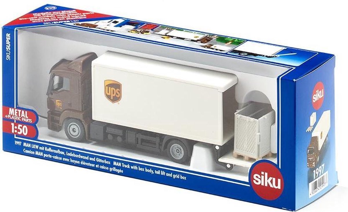 Siku Man UPS bakwagen 21,8 cm staal wit/brons (1997)