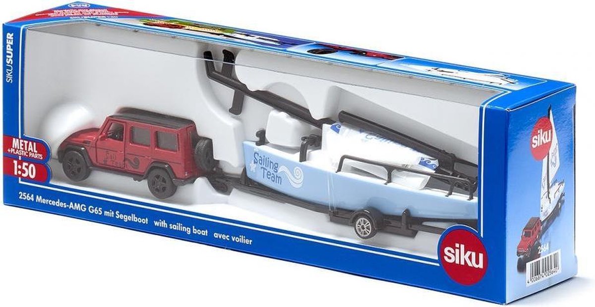 Siku Mercedes Benz AMG G65 met zeilboot 27,9 cm staal (2564) - Rood