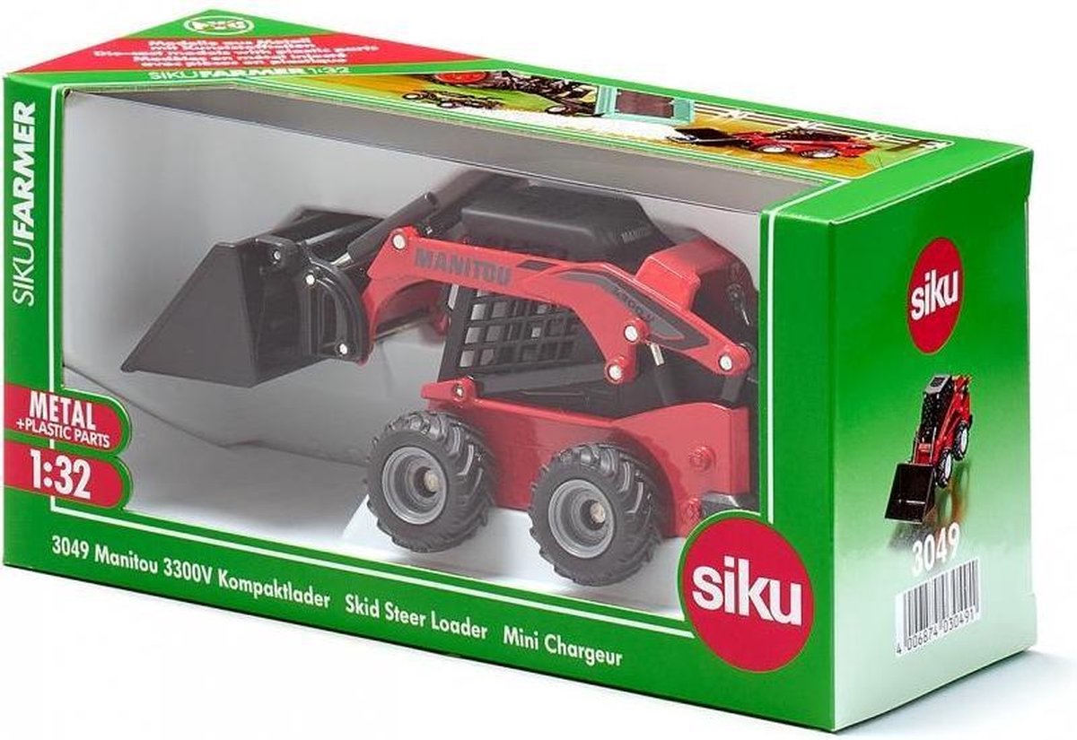 Siku Manitou 3300V skid lader 14,3 cm staal/zwart (3049) - Rood
