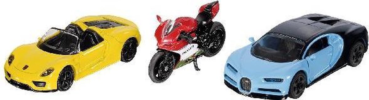 Siku giftset sportwagens en motor 17 cm staal 3 delig (6313) - Blauw
