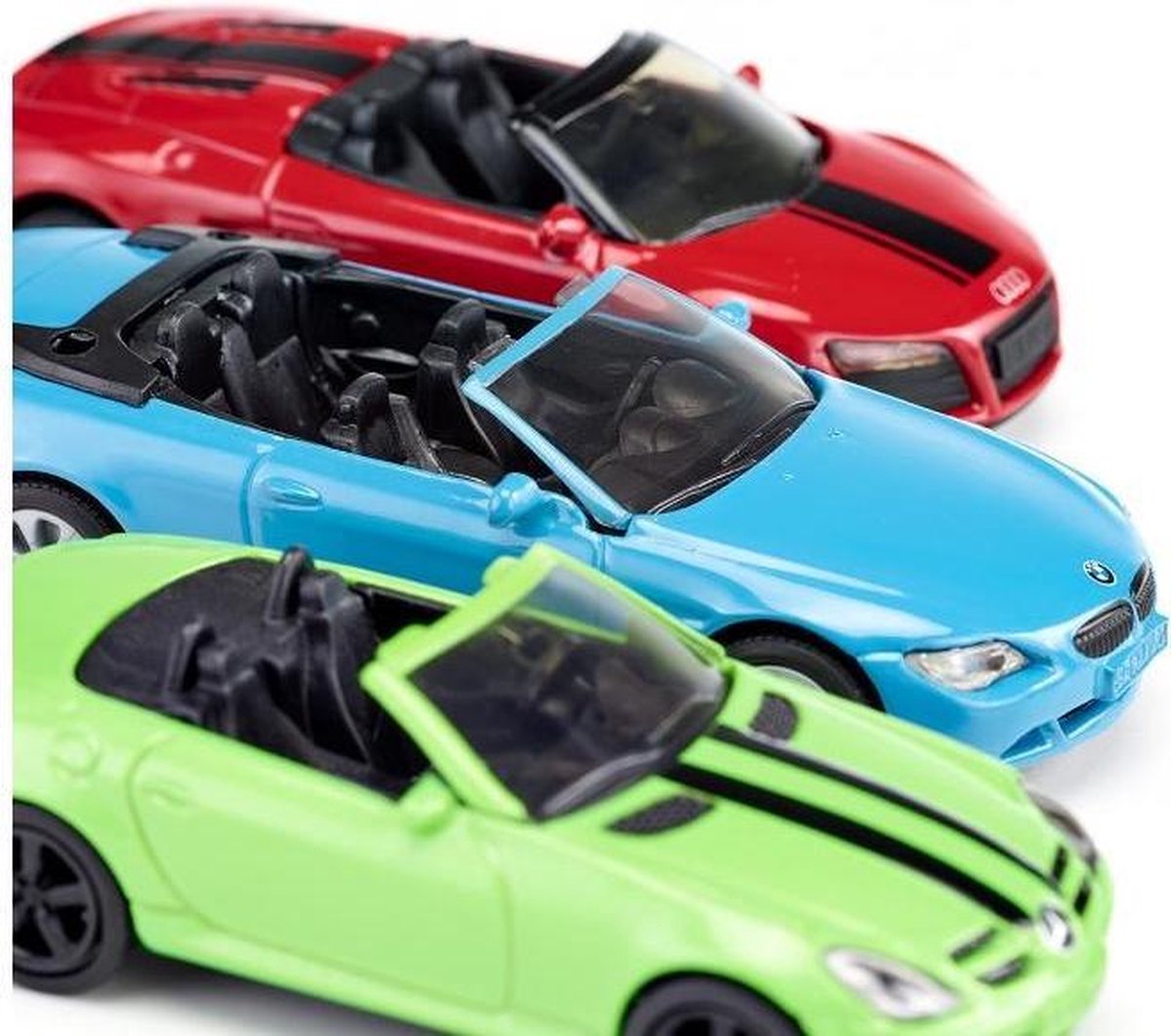 Siku giftset cabrio 17 cm staal rood//groen 3 delig (6314) - Blauw