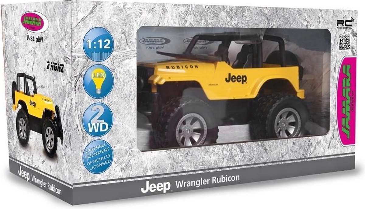 Jamara auto Jeep Wrangler RC jongens 1:12/zwart 2 delig - Geel