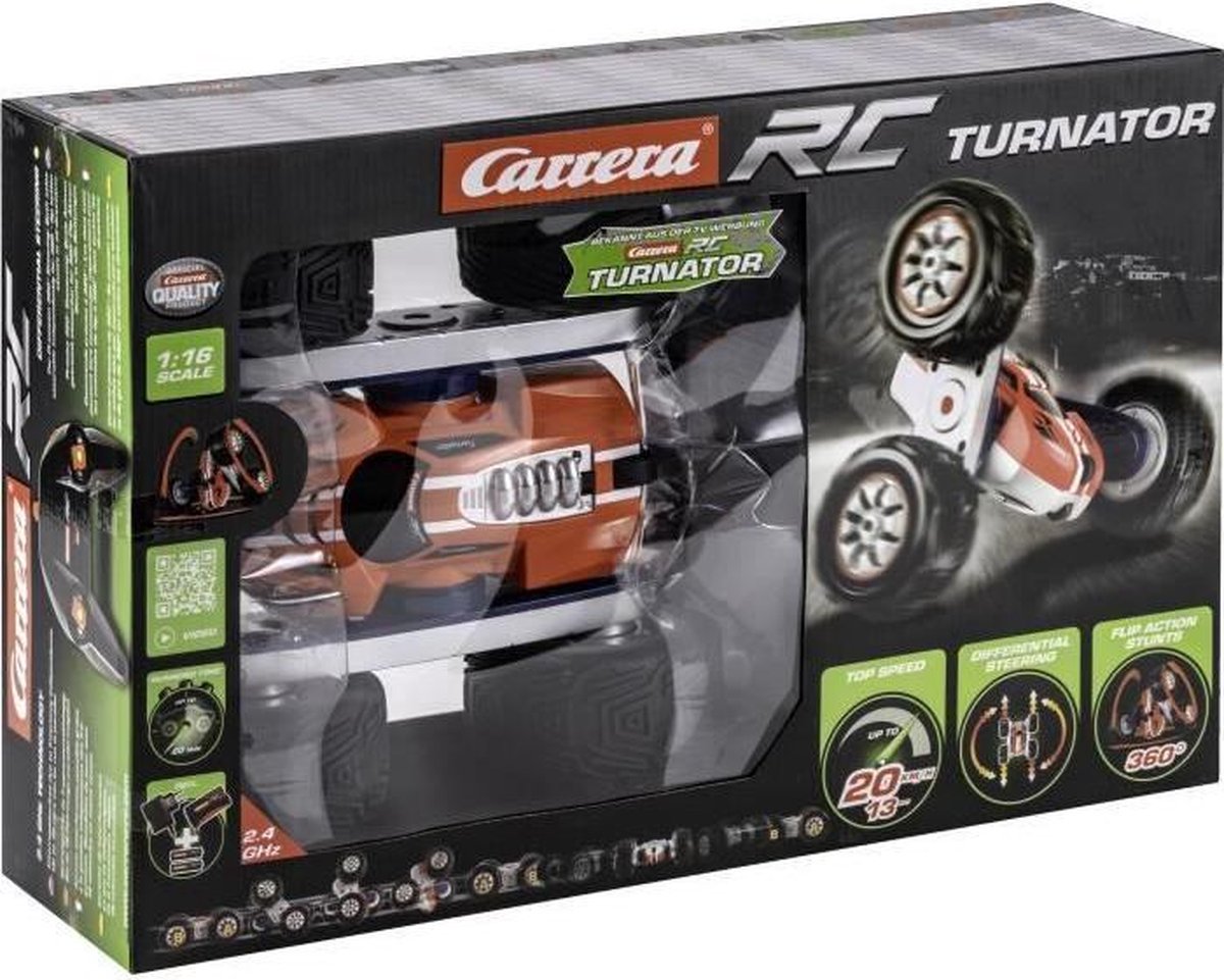 Carrera monstertruck RC Turnator 2,4 Ghz 1:16/zwart 5 delig - Rood