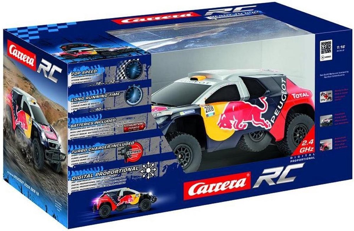 Carrera auto RC Peugeot 08 Red Bull 2,4 GHz 1:16 5 delig - Zwart