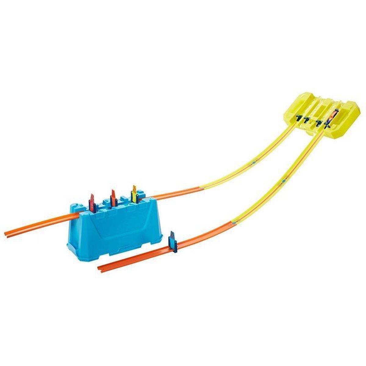 Hot Wheels track builder box jongens 36 cm geel/blauw 19 delig