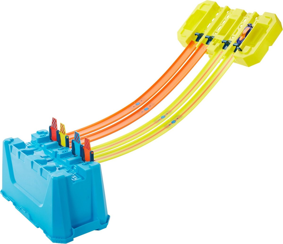 Hot Wheels track builder box jongens 36 cm geel/blauw 19 delig