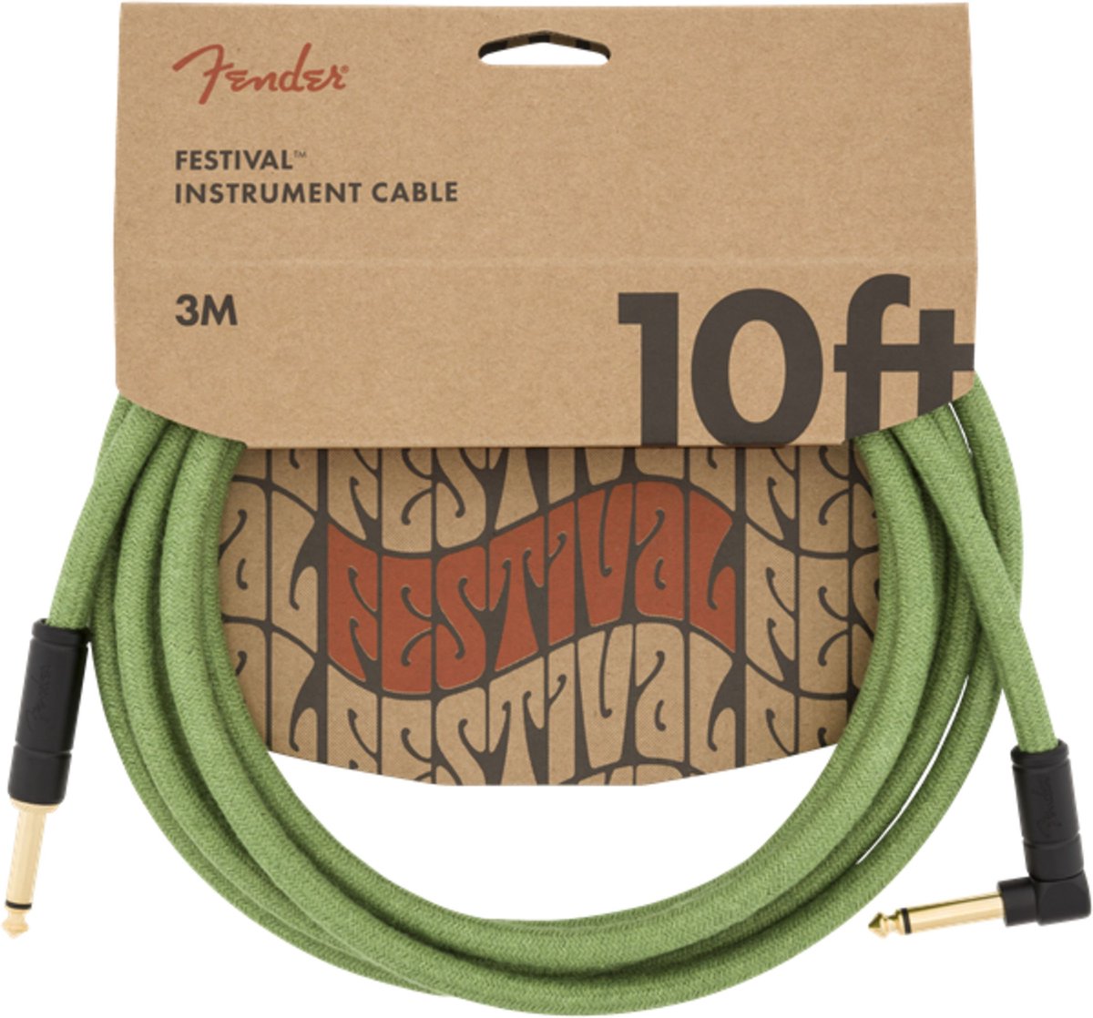 Fender Festival Cables Green R/A instrumentkabel 3m