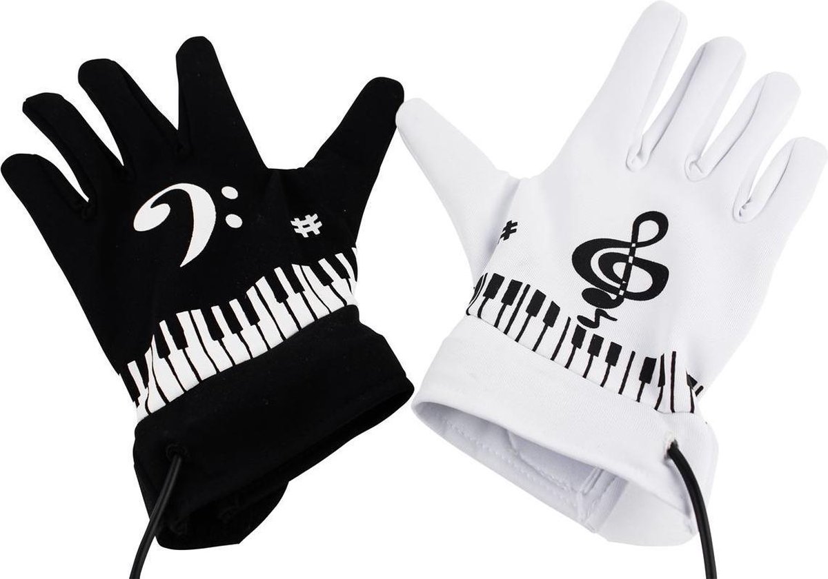 United Entertainment pianohandschoenen junior nylon wit/zwart