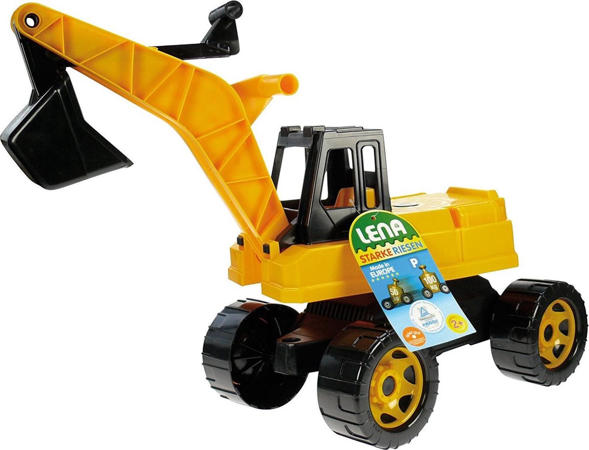 Lena graafmachine Giga Trucks junior 70 cm/geel - Zwart