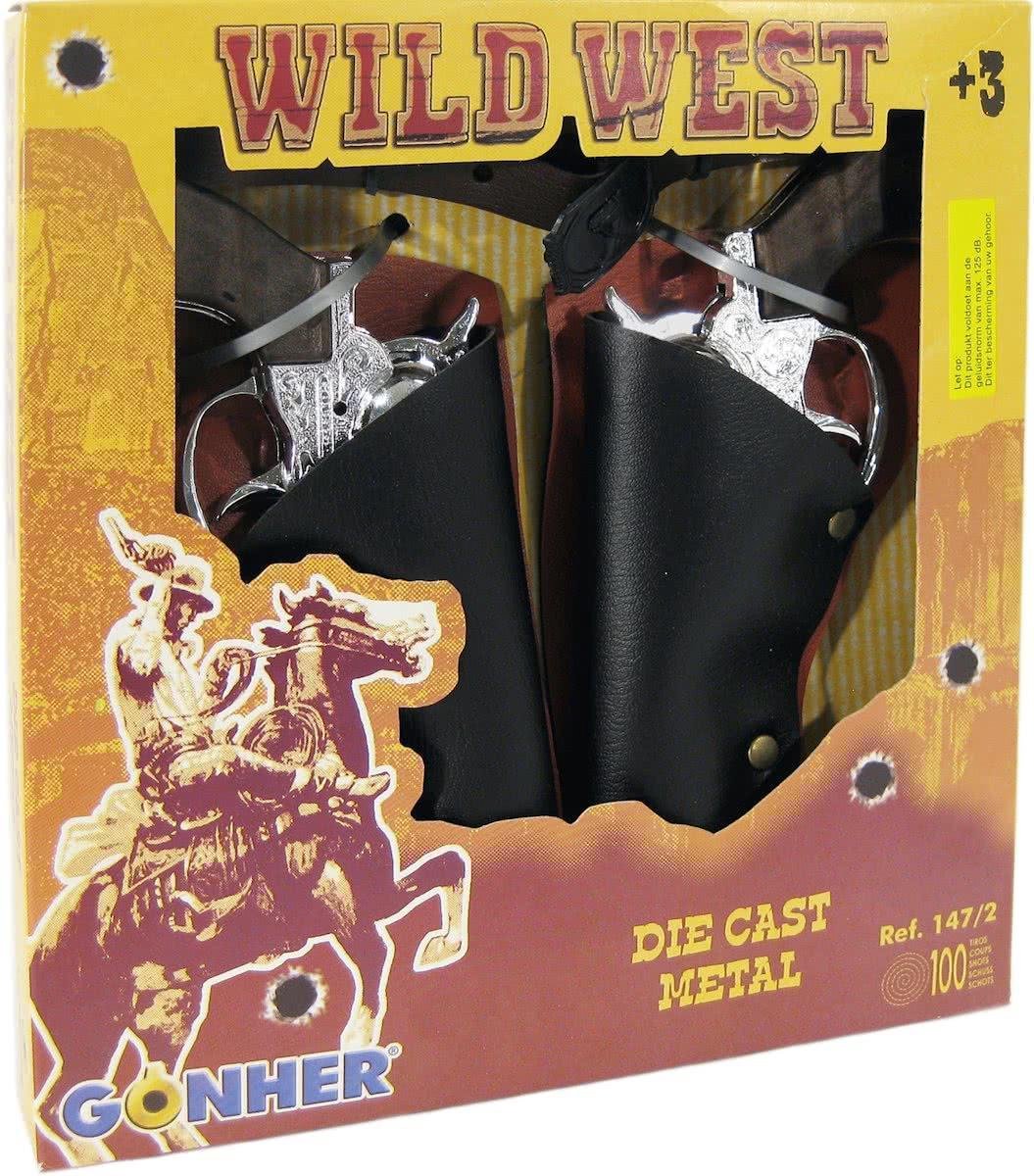 Gonher Speelset Cowboy 5 delig 2 Revolvers - Silver